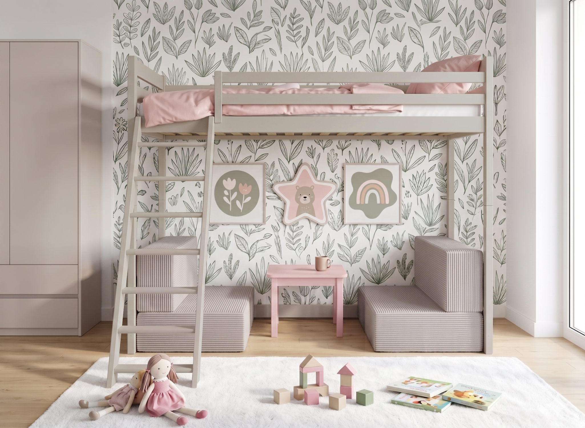 Lit mezzanine SOFENA avec canapé modulable – Lano Meble